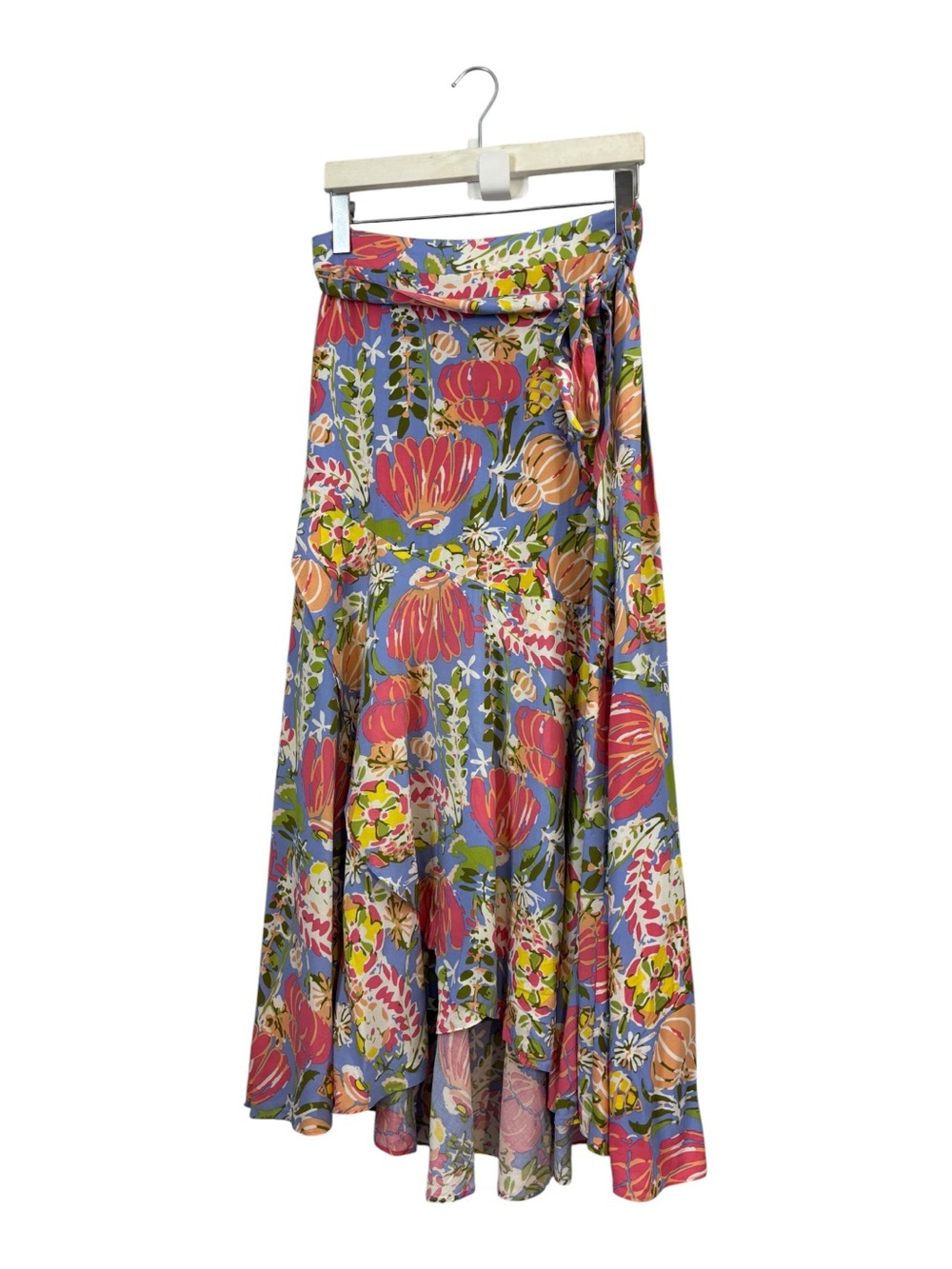 Matilda Jane Day Dreaming MIDI Skirt Pink Floral Print Faux Wrap Hi Low Size L